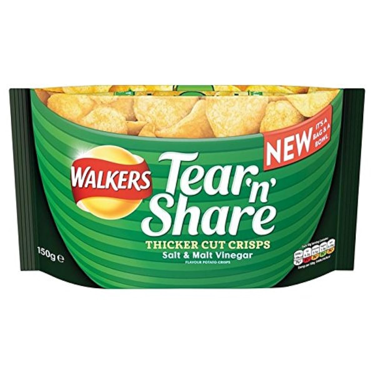 Walkers Tear amp; Share Salt amp; Vinegar Crisps 150g - (Walkers) 눈물 amp;솔트 amp;식초 포테이토 칩150그램을 공유합니다 -