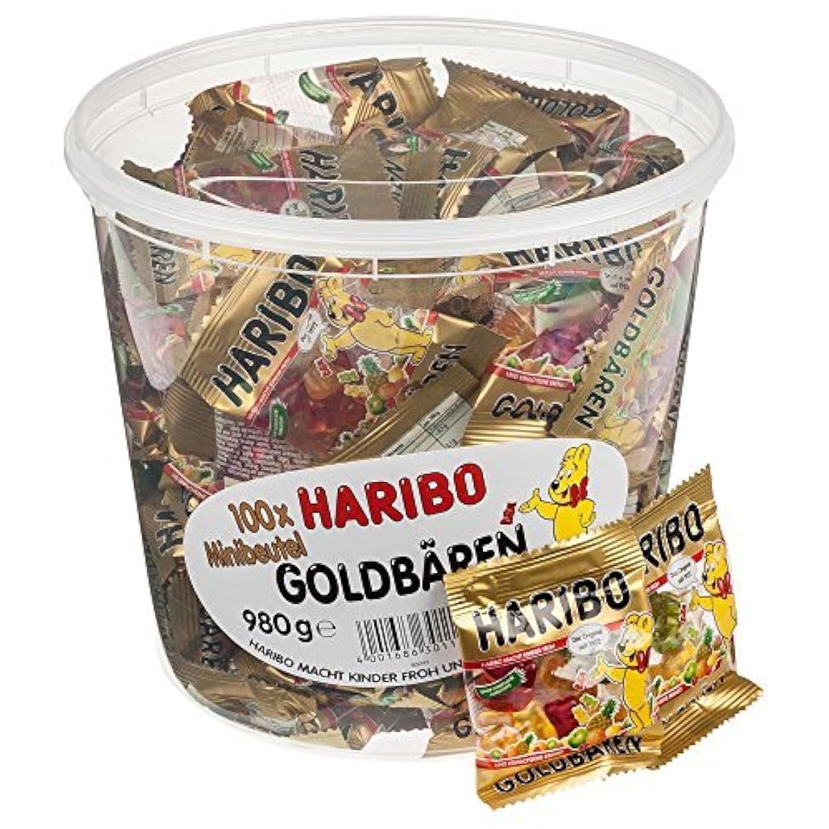 HARIBO 해리 bow 미니 골드 베어(베이스 업) bucket 980g (100 포들어감)-