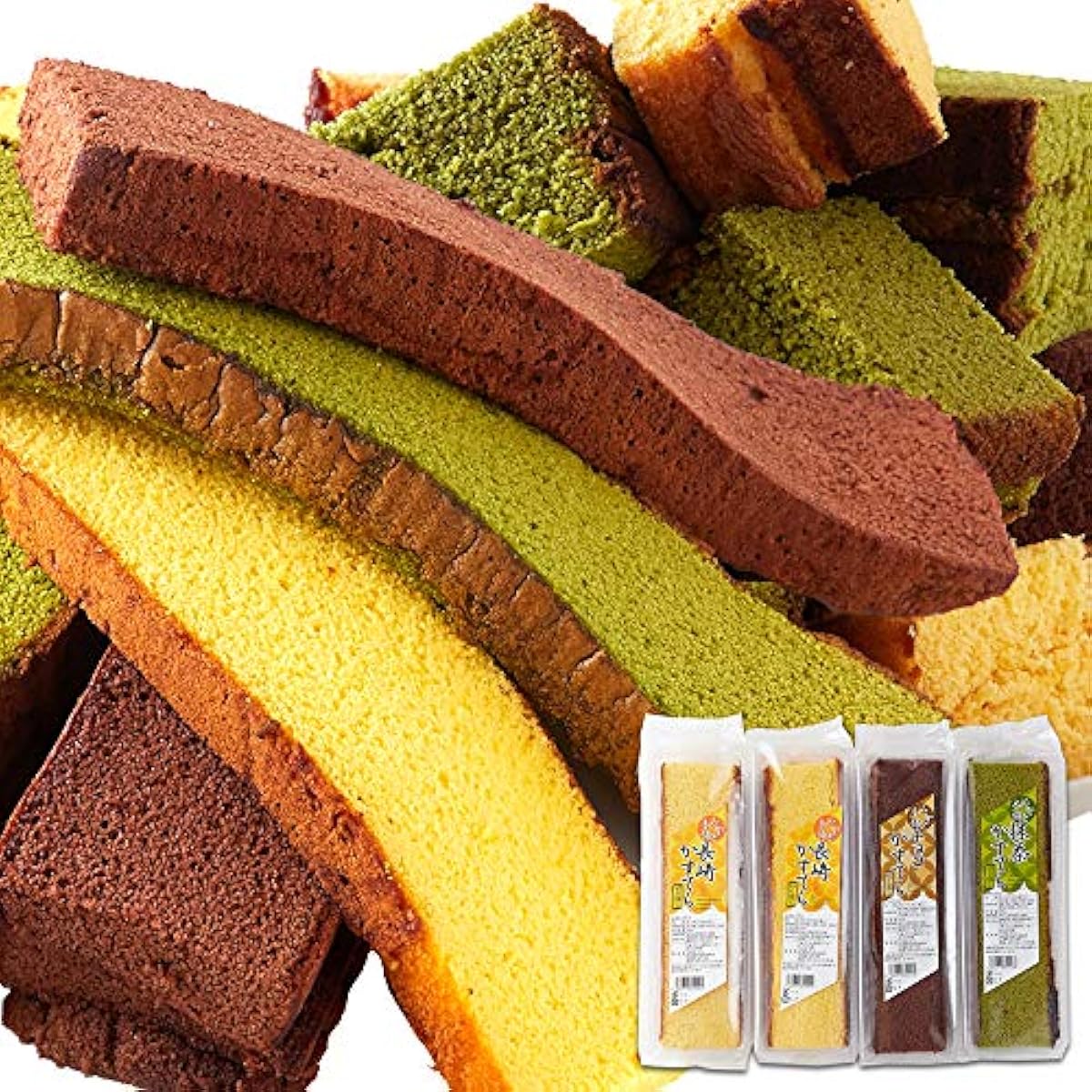 천연 생활 나가사키 카스테라 잘라(덫)떨어뜨림 3종 1kg(250g×4개)세트 플레인 녹차 초콜릿 기프트 세트 촉촉한 잘라 떨어뜨림(흘림)