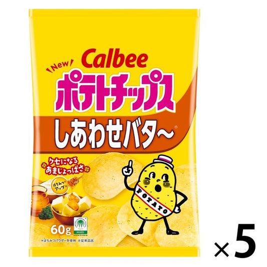 Calbee 포테이토 칩시아와세버터 허니버터～ 60g 1세트(5 포)