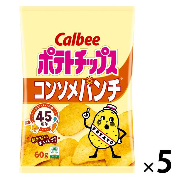 Calbee 포테이토 칩스콘소메판치 60g 1세트(5 포)