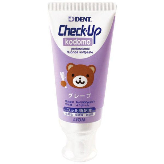 DENT Check-Upkodomo(dent 체크 업고도모) 그레이프 60g 라이온 치약(어린이용)