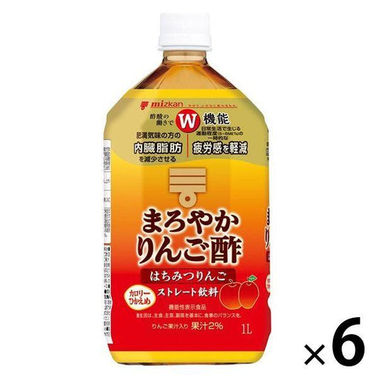 (기능성 표시 식품)미츠칸 둥글 사과 초벌꿀 사과 스트레이트 1000ml 1상자(6개입)