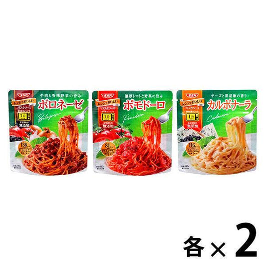 시미즈 식품 레인지에 맛있!파스타 소스 3종(볼로네제・포모도로・카르보나라)×각2 포 시험 먹어 비교 세트 레인지 대응