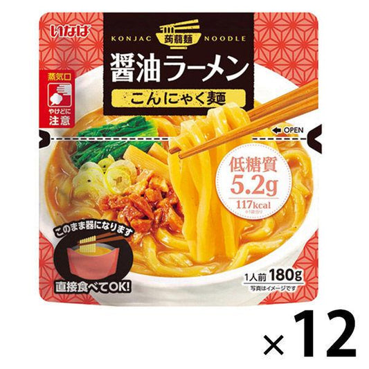 곤약 면 간장 라면 저 당질 180g 1세트(12 포) 이나바 식품