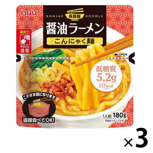 곤약 면 간장 라면 저 당질 180g 1세트(3 포) 이나바 식품