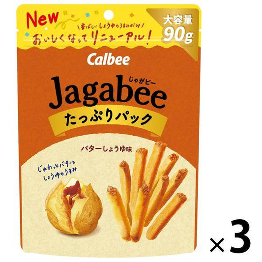 Calbee Jagabee (쟈가 B) 버터 간장 맛 듬뿍 팩 90g 3 포 스낵 과자
