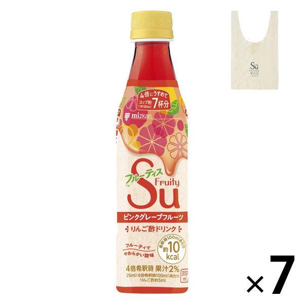 (경품 부착)미츠칸 프루티스 핑크 그레이프 후르츠4배 희석350ml7개+에코 백 덤 포함 세트