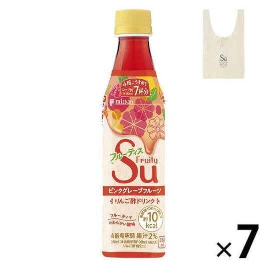 (경품 부착)미츠칸 프루티스 핑크 그레이프 후르츠4배 희석350ml7개+에코 백 덤 포함 세트
