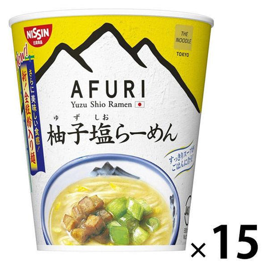 컵 면 THE NOODLE TOKYO AFURI(아후리) 카슈가르(유자)염등―면 mini 35g 1세트(15개) 닛신식품