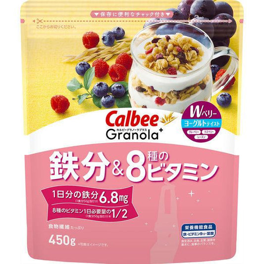 Calbee 그라 노라플러스 철분 amp;8종의 비타민 450g 1봉지 시리얼