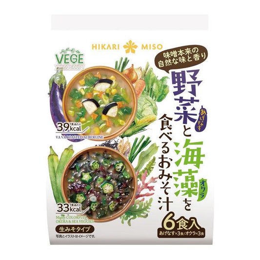 히카리 된장 VEGE MISO SOUP 야채와 해조를 먹는 된장국 6식 1봉지