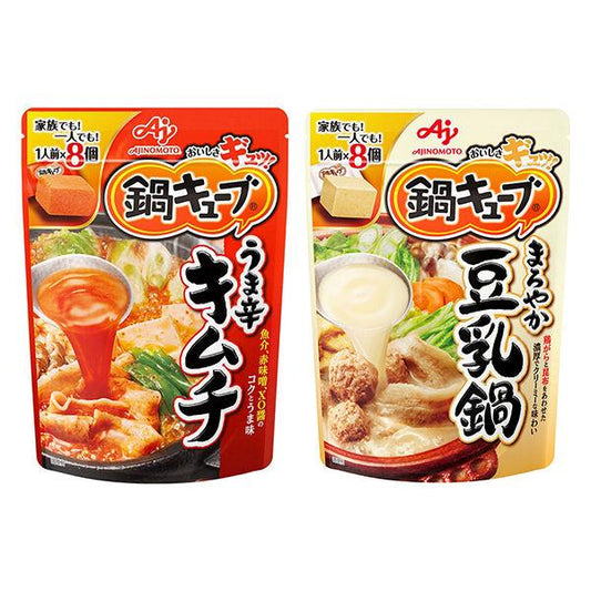 (이득 세트)아지노모토과 큐브 인기2종 시험 세트(맛난 신 김치・둥글 두유) 냄비 조금도