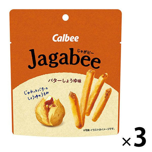 Calbee 스탠드 파우치타입 Jagabee 버터 간장 맛 40g 3 포 스낵 과자 안주