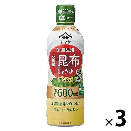 자 마사 간장 신선도 생활 홋카이도 다시마 간장 염분9% 600ml신선도 보틀 3개