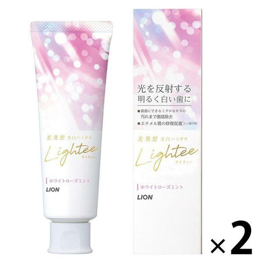 Lightee(라이 티) 화이트닌구 케어  화이트 로즈 민트 100g 2개 라이온 치약 구취 예방 미백