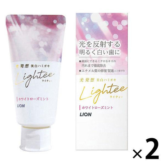 Lightee(라이 티) 화이트닌구 케어  화이트 로즈 민트 53g 2개 라이온 치약 구취 예방 미백